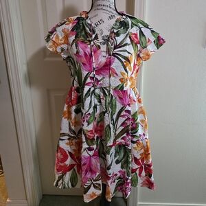 Lavender Brown Floral Print Dress